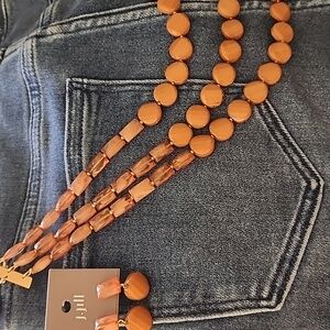 J. Jill Multi-Strand Caramel Color Necklace and Earring Set